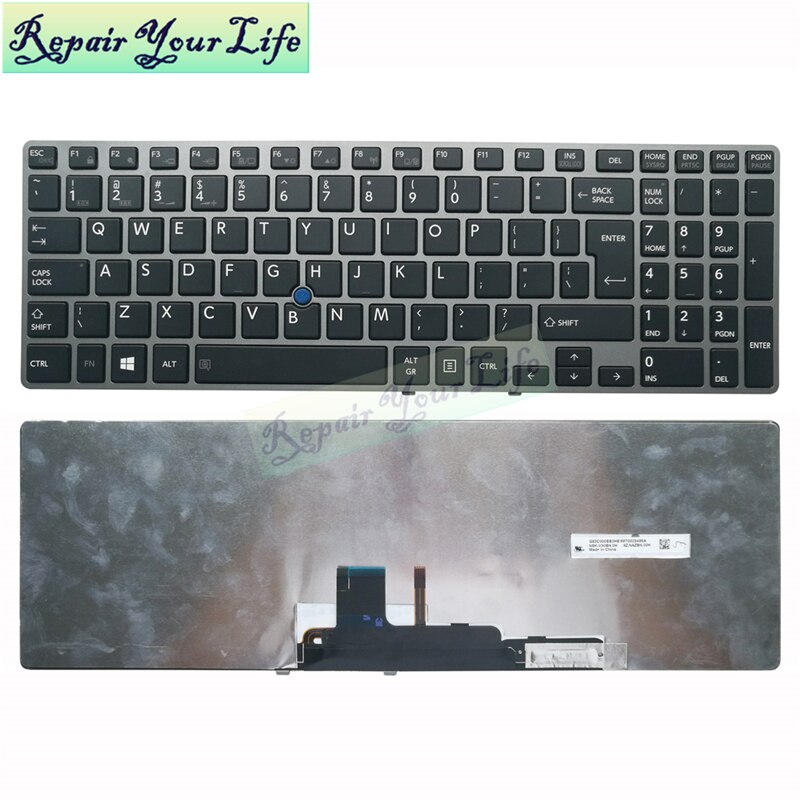 Backlit Engels Laptop Toetsenbord Voor Toshiba Voor Tecra Z50 Z50-A Z50-A1502 Z50-A1510 Us Layout Zwart Grijs Frame Mobiele Pointer