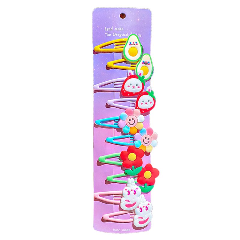 2021 nuovo 10 pz/impostato simpatico cartone animato neonata accessori per capelli bambini arcobaleno gelato clip di capelli forcine fasce per capelli regali per ragazze: 02