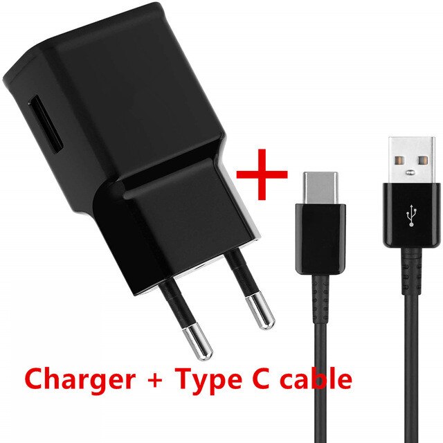 Câble USB type-c pour recharge rapide et adaptative, compatible avec Samsung S10, A40, Note 10, Moto G6, Huawei P20 Lite, Mate 10, 20, Honor 10, noir: charger and cable