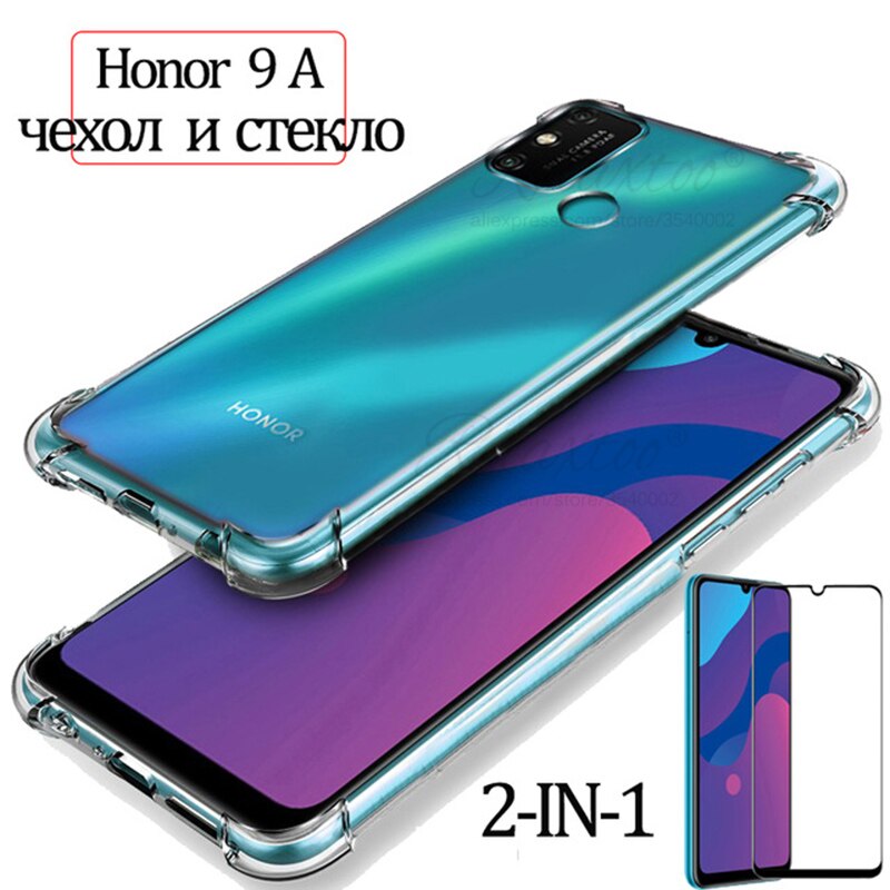 3in1 di protezione della Macchina Fotografica di vetro per Il caso di Huawei Honor 9a 9 un moa-lx9n Temperato protezione dello schermo di vetro della copertura completa hono9 un honor 9a 9h: 2-in-1 case glass