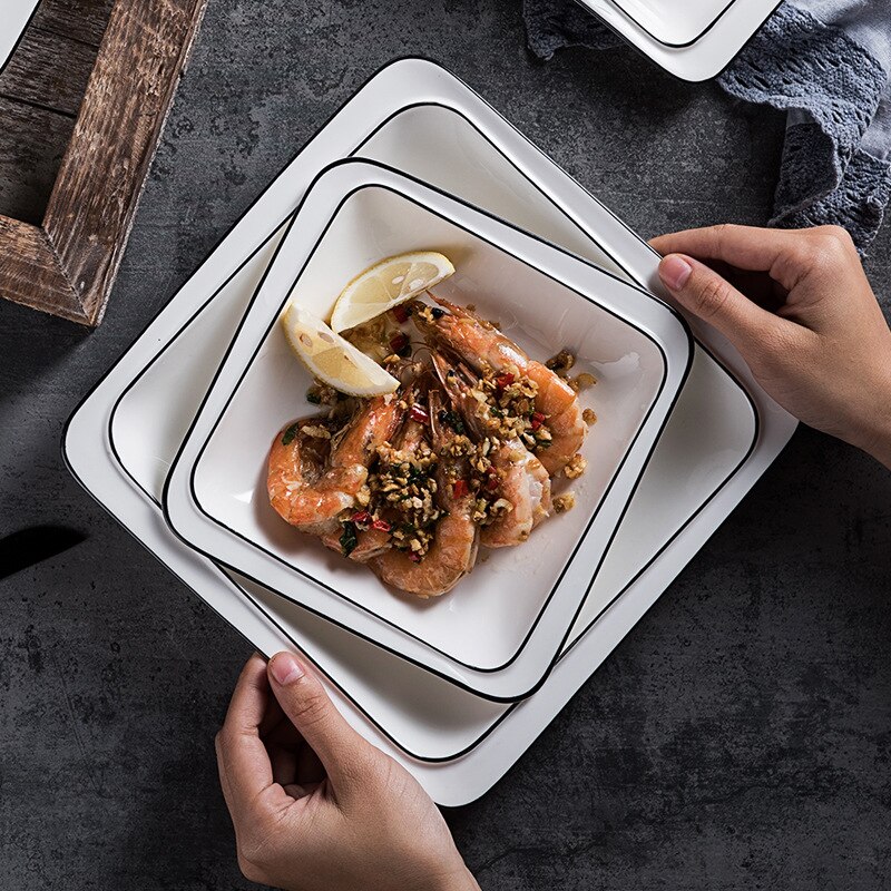 Dinner plate ceramic tableware set afternoon tea snack dessert outdoor party dinner plate family restaurant supplies plate set