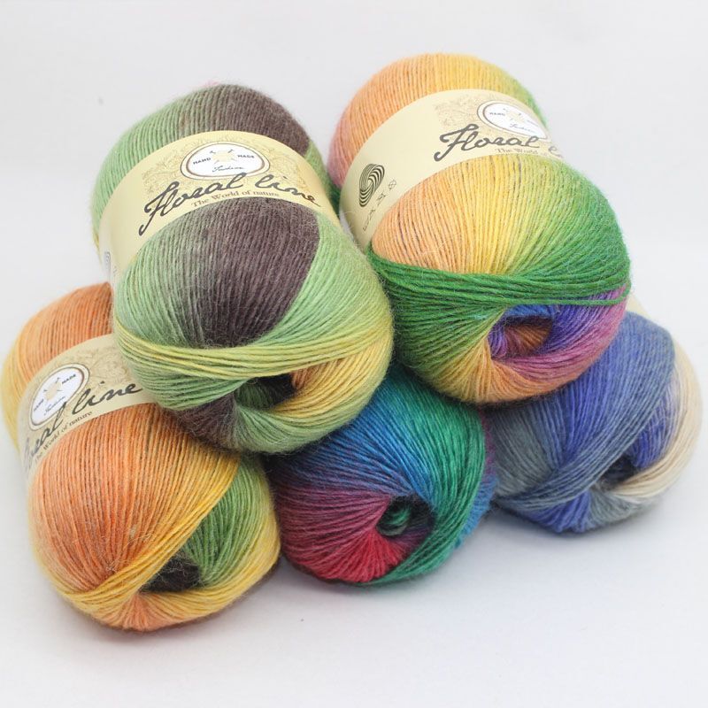 100G/Bal Haak Garen Lanas 100% Kasjmier Garen Breien Regenboog Lijn Melange Gekamd Garen Voor Breien Regenboog lijn