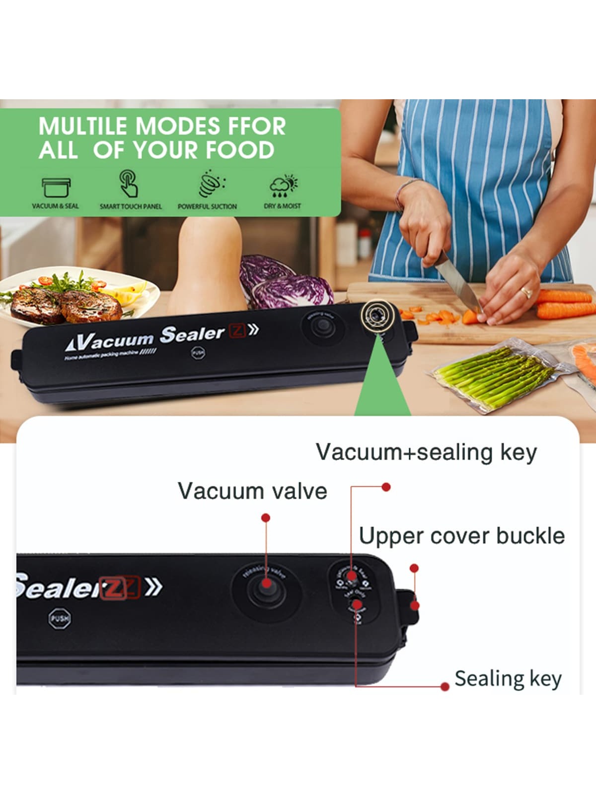 1 máquina de sellado al vacío, máquina de conservación de alimentos, pequeña máquina de vacío, máquina de sellado de plástico totalmente automática