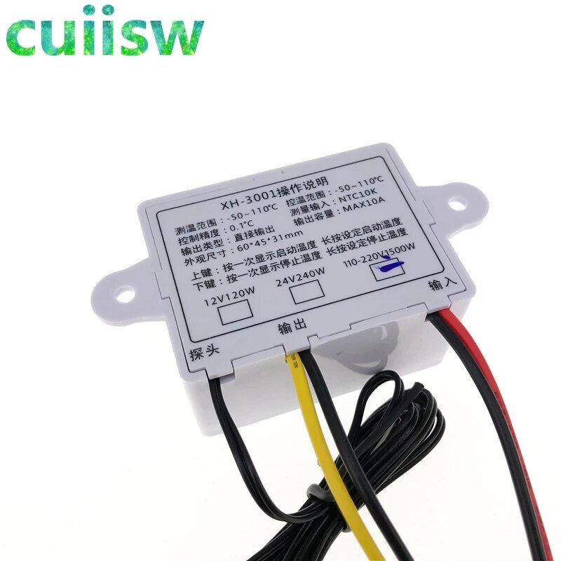 DC12V AC220V XH-W3001 Temperature Controller Digital LED Temperature Controller Thermometer Thermo Controller Switch Probe 220V