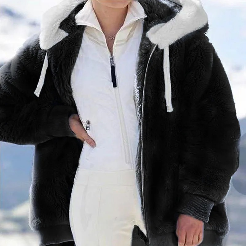 2024 hiver femmes manteau décontracté à capuche fermeture éclair dames vêtements cachemire femmes polaire veste couleur unie dames manteaux