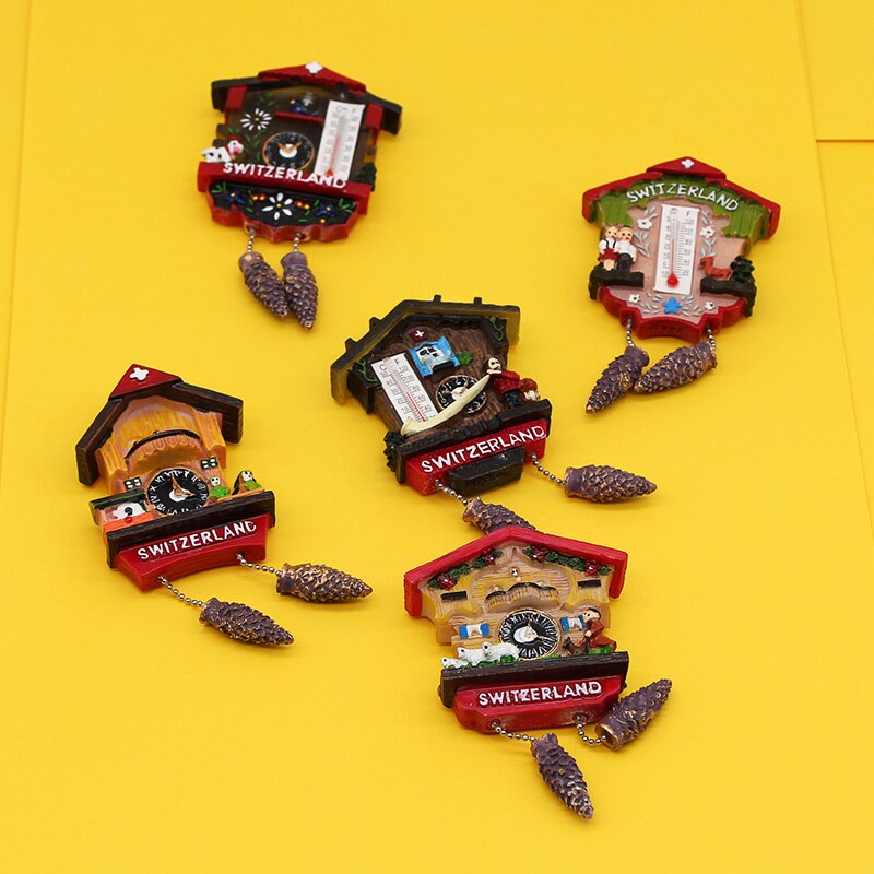 Swiss sheep refrigerator magnets handmade 3D home kitchen decoration Swiss tourist souvenirs coogoo bell model magnets hand-painted tourist swiss souvenirs Painted refrigerator sticker home decoration