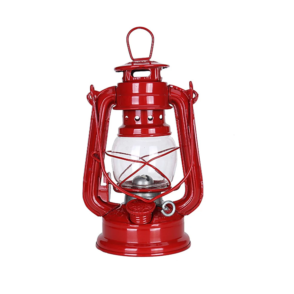 Linterna de queroseno de Metal, linterna Vintage para quemar aceite, lámparas de mesa de huracanes con mango para acampar, hogar y Patio: Rojo