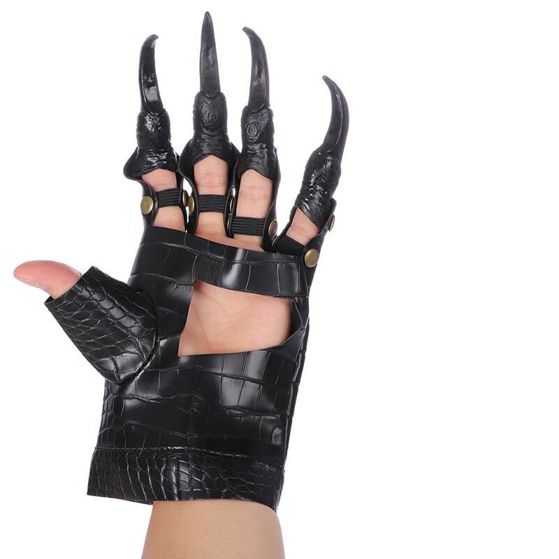 Halloween hansker lange negler hanske kunstlær klohansker fest cosplay kostyme tilbehør metall nagler for barn besatt
