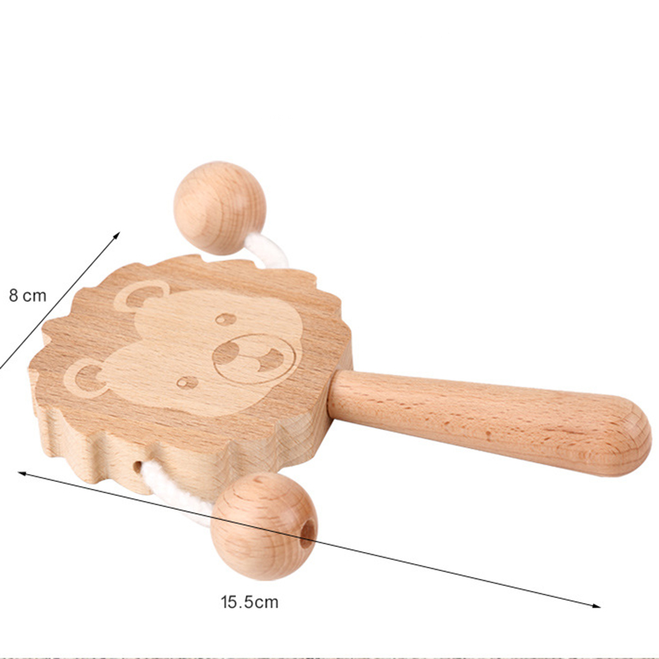 1 pc Beuken Speelgoed Rammelaar Chew Speelgoed Schattige Dieren Rammelaar Food Grade Materialen Pasgeboren Houten Kinderziektes Speelgoed Molaire Speelgoed