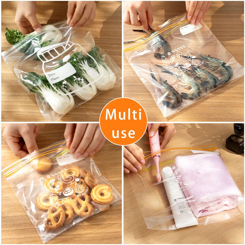 PE Food Storage Bag Leakproof Containers Reusable Stand Up Zip Shut Bag Fresh Bag Food Storage Containers Fresh-keeping Bag