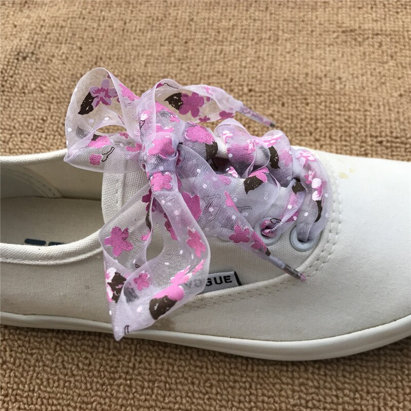 2.8cm imprimé lacets floraux lacets à motifs nylon chaussure laçage élargir décoré lacet vert rose bleu violet lacets plats