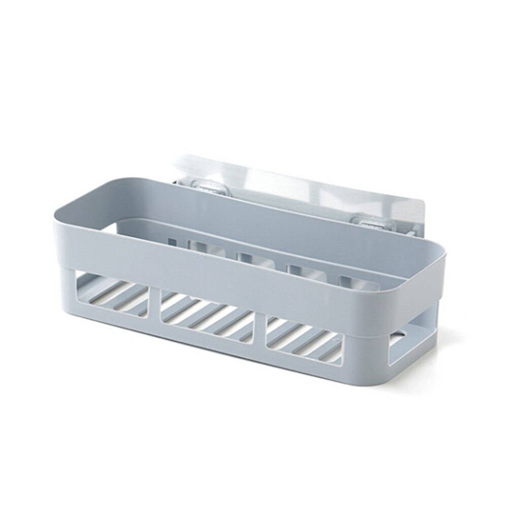 Strong Suction Cup Wall Mounted Holder Wall Rack Shower Lotion Organizer Kitchen Bathroom Shelf Adhesive Badkamer Storage Rack: Gray