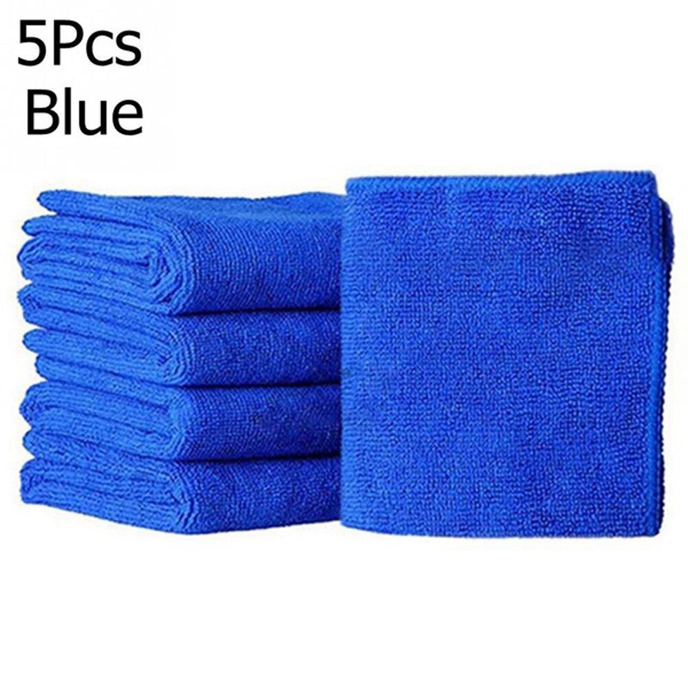 5pcs/10Pcs Microfibre Cleaning Auto Soft Cloth Washing Cloth Towel Duster 25*25cm Car Home Cleaning Micro fiber Towels: 5Pcs Blue