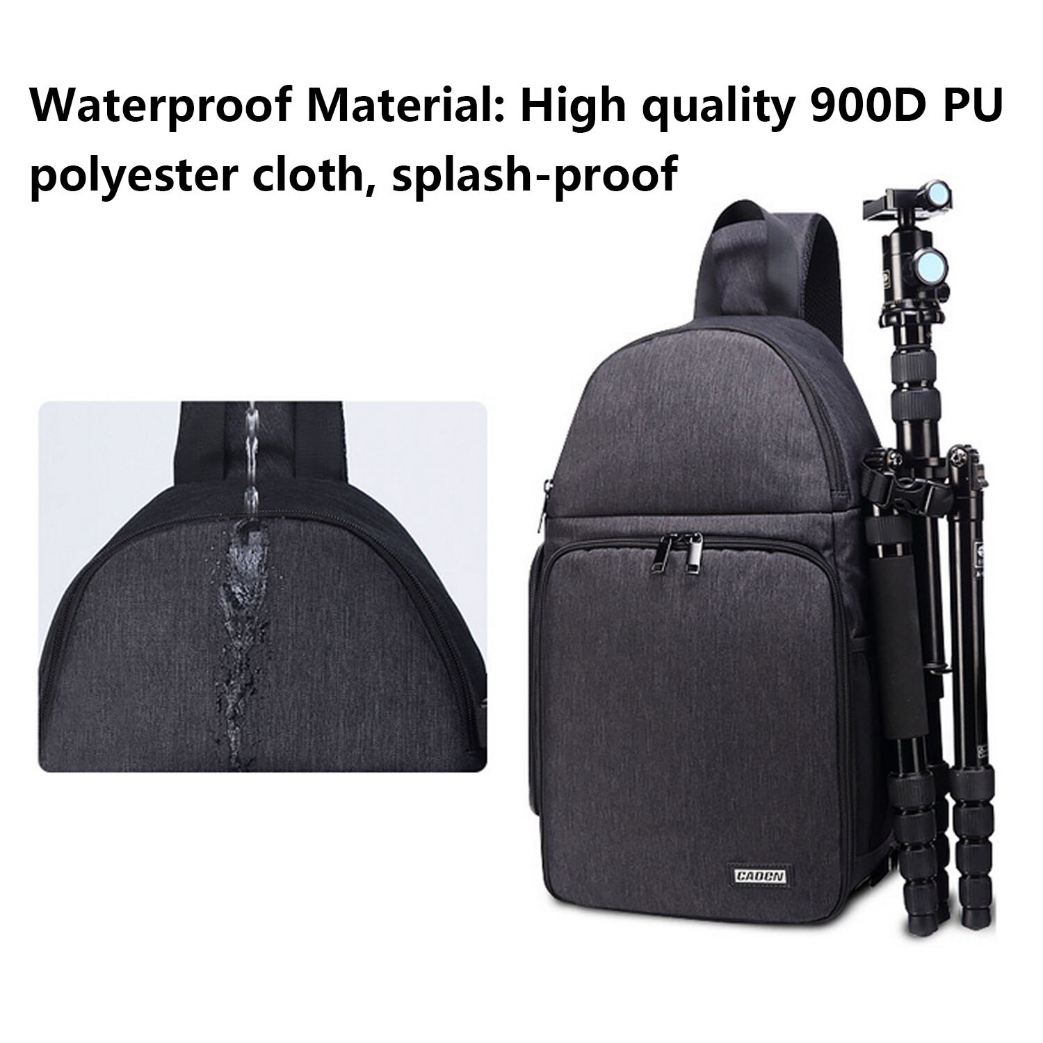 Besegad Portable Waterproof DSLR Camera Chest Sling Crossbody Shoulder Bag with Removable Divider Tripod Holder for Photographer