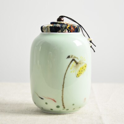 Hand bemalt keramik Haustier urne größe versiegelt Krug celadon glas: 14x9cm1