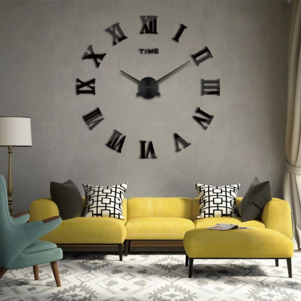 Modern big wall clock living room Roman numeral sticker unique big digital watch Diy decoration wall clock art sticker decals ho