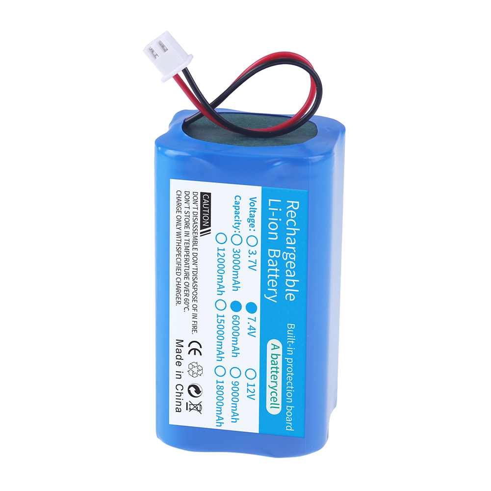 7.4V 6000mAh 18650 lithium battery 1S2P 6000mAh Rechargeable battery pack megaphone speaker protection board + XH-2P Plug