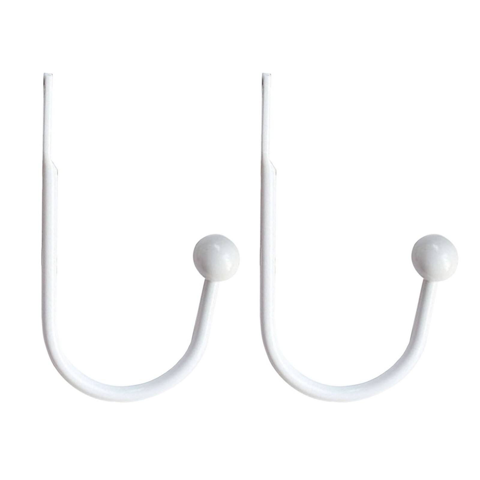 2Pcs U-shaped Round Curtain Hooks Window Wall Decoration Hanger Home Suppliers Metal Tie Tassel Arm Hook Hook Buckle Holdbacks: White