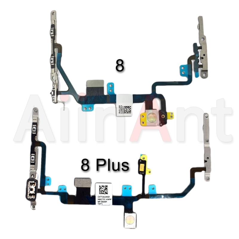 Aiinant original power flex til iphone 6 6s 7 8 plus 5 5s se mute & volume power-knapper nøgleafbryder flex kabel reparationsdele