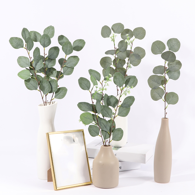 Artificial Flower Eucalyptus Leaves Stems Eucalipto Branches Artificial Plants for Floral Bouquets Wedding Green Decor