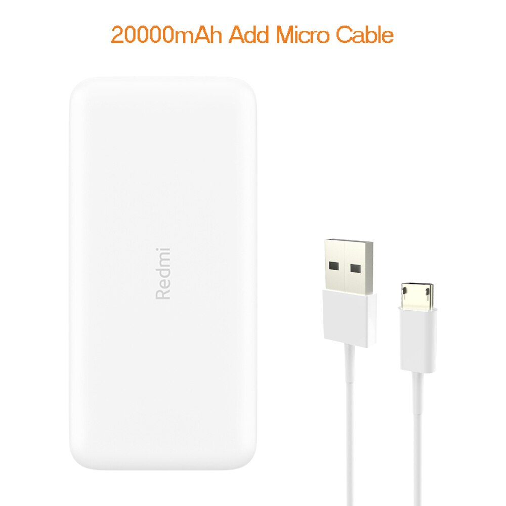 Original Xiaomi Redmi Power Bank 20000mAh 18W Quick Charge 10000mAh Powerbank Fast Charging Portable Charger For Smart Phones: 20000mAh Add Micro