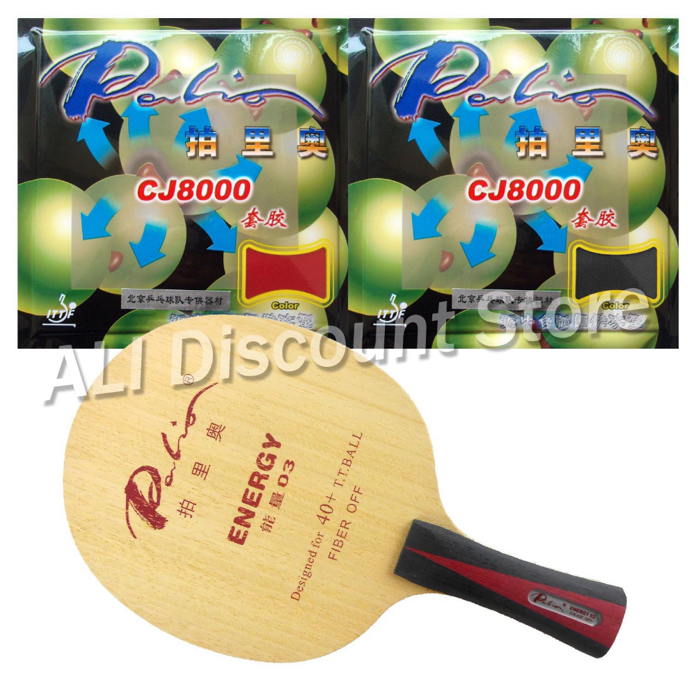 Palio ENERGIE 03 Blade met 2x CJ8000 H40-42 Rubbers voor een Tafeltennis Combo Racket FL
