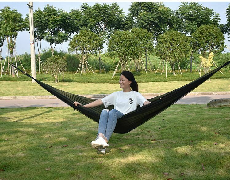 Double Nylon Pull Button Bed Net Hammock Camping Hammock Mosquito Proof Outdoor