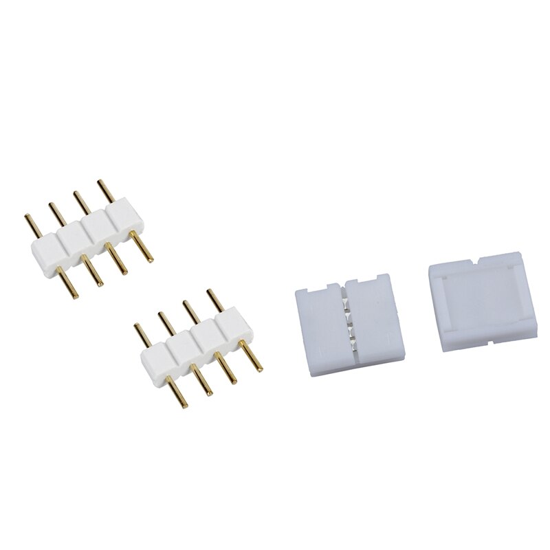 10Pcs 4 Pin Connector Adapter for RGB LED SMD Strip Stripe Waterproof &amp; 5Pcs Male To Male 4 Pin RGB Wire Connectors White for LE