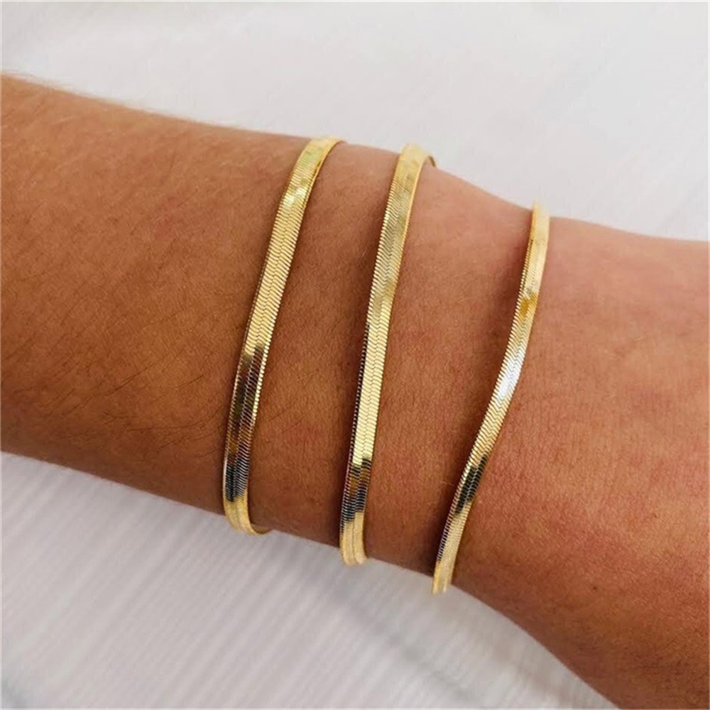 LIKGREAT Mode Roestvrij Staal Slang Ketting Armband voor Vrouwen 2-5mm Breedte Waterdichte Filmy Goud Kleur Verjaardag Sieraden