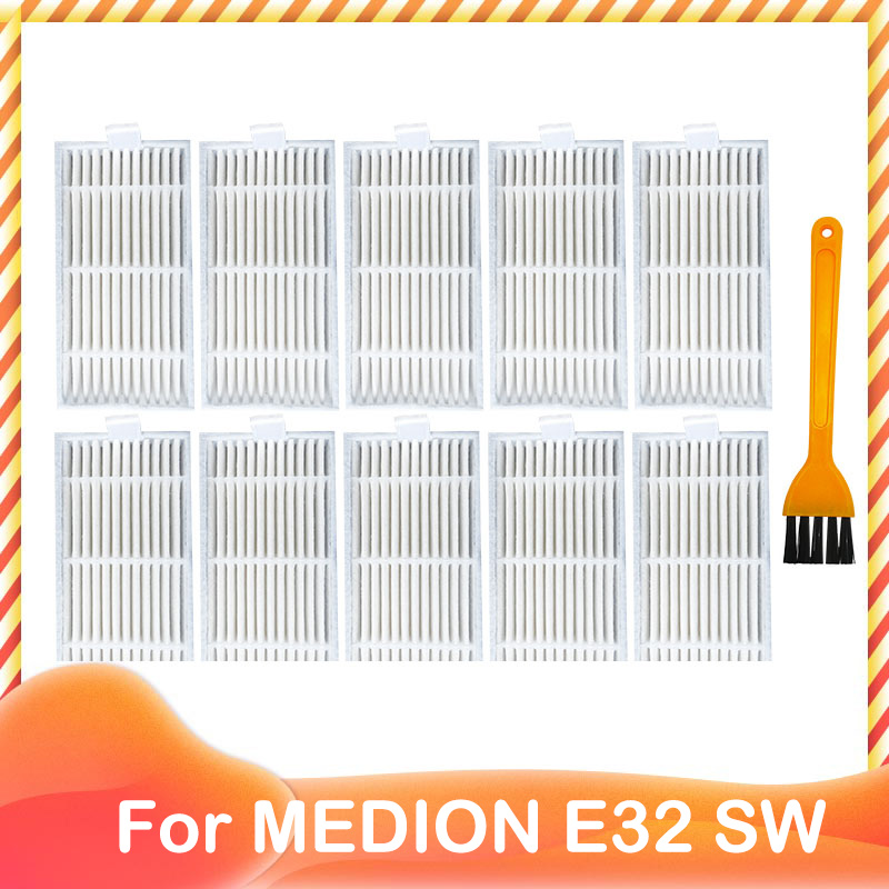 Replacement For MEDION ‎E32 SW Robot Vacuum Cleaner Accessories Spare Side Brush HEPA Filter Mop Cloth Wipe Rag: Burgundy