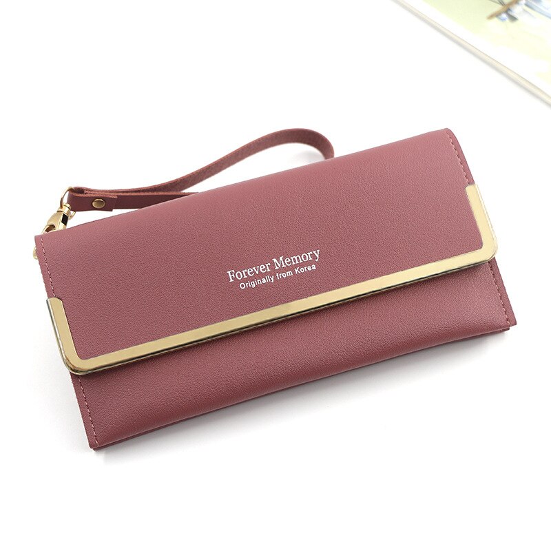 Cartera para teléfono móvil para mujer, tarjetero femenino de de , billetera larga de cuero PU, monedero delgado con tarjetero: R515-2 rose pink