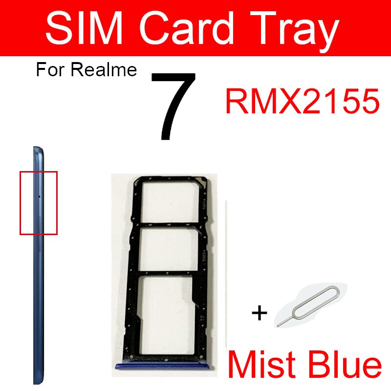 SIM Card Tray For OPPO Realme 7 5G 7 Pro 7i Sim Card Slot Tray Holder Adapter Replacement Parts: 7-Blue