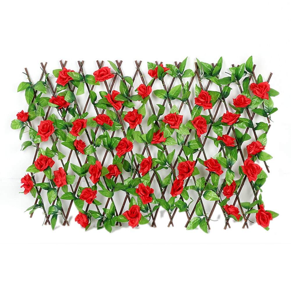 Houten Hedge Met Kunstbloemen Bladeren Tuin Decoratie Screening Uitbreiden Latwerk Privacy Screen Intrekbare Hek: M Red