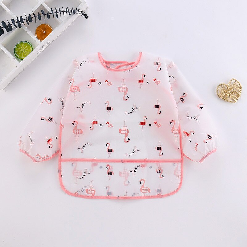Cute Baby Bib Children Baby Kids Toddler Waterproof Long Sleeve Art Smock Feeding Bib Apron Fit 0-6 Years Unisex Baby Stuff: Flamingo