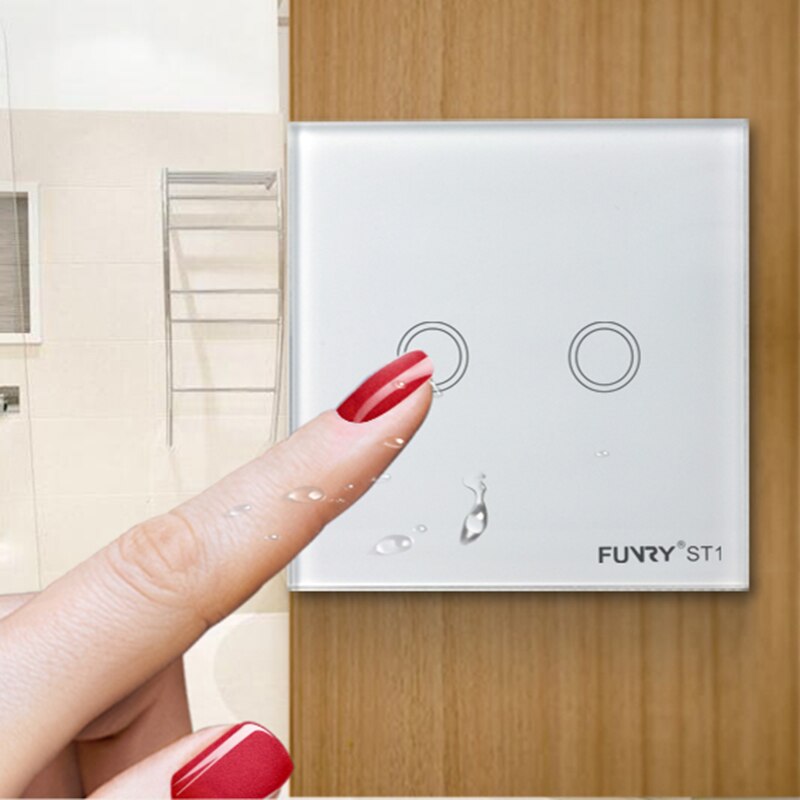 EU Wall Switch Touch Switch Sensor Switch ST1 2Gang Smart Remote Control Luxury Crystal Glass Panel Surface Waterproof RF 433MHz