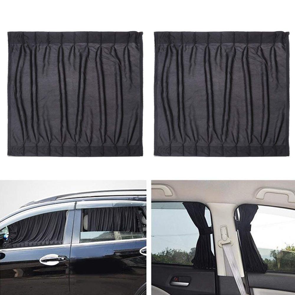 2 sæt bil siderude skinne solafskærmning gardin auto solskærm visir persienner anti-uv drapering valance beskyttelse af forrude dæksel