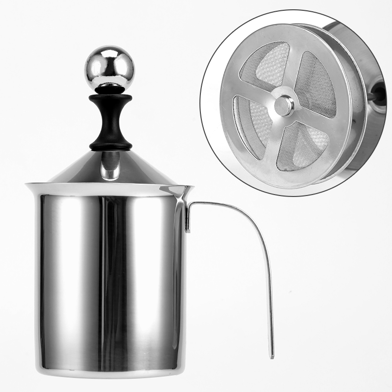 400ml dubbele gaas melkopschuimers van roestvrij staal voor cappuccino melkkannen eierklopper keukengereedschap gadgets