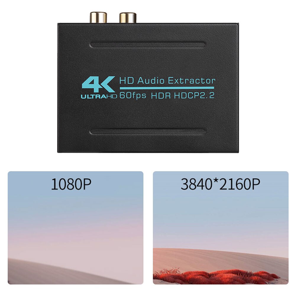 4K Easy Use SPDIF Fiber Portable Teaching Analog Output Theater Converter L/R Stereo Small HD 60FPS Audio Extractor Splitter