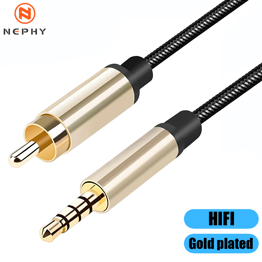 RCA Coaxiaal Naar 3.5mm TRRS Kabel Voor Telefoon Laptop TV Auto S/PDIF Adapter Converter 3.5mm Jack Phono Plug 0.5/1/2/3/5 Meter Lang