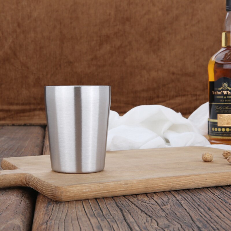 260ml Stainless Steel Beer Tumbler Stemless FDA Grade Coffee Milk Water Cup Double Wall Drinkware Outdoor Silver Table Decor