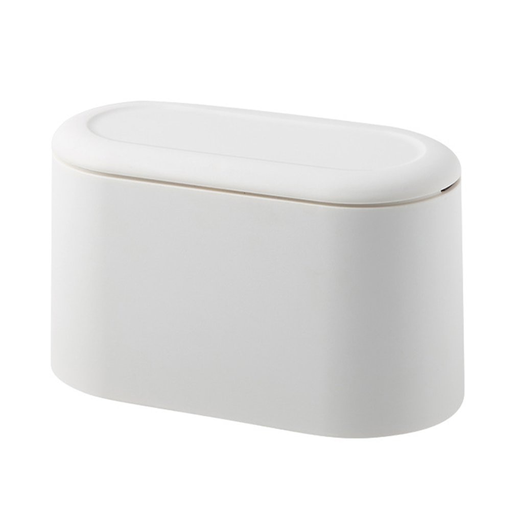 Mini Desktop Trash Can Push-up Cover Double-layer Trash Bin PP Countertop Wastebasket Press Neutral /