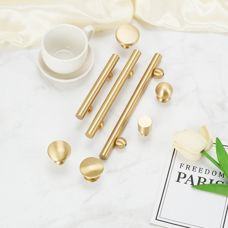 Cabinet Pulls Solid Brass French Surface Cabinet Drawer Handle Modern European Ball Base Long Handle