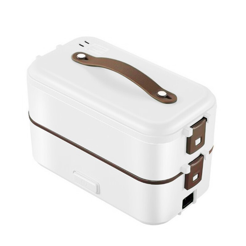 220V Double-layer Electric Microwave Heating Lunch Box Food Storage Container Portable Electric Heating Insulation Microwave Box: white