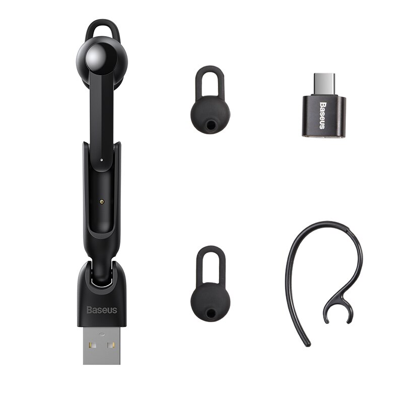 Auriculares inalámbricos Bluetooth Baseus, auriculares magnéticos con carga USB, auriculares estéreo manos libres con micrófono para iPhone xiaomi: Black