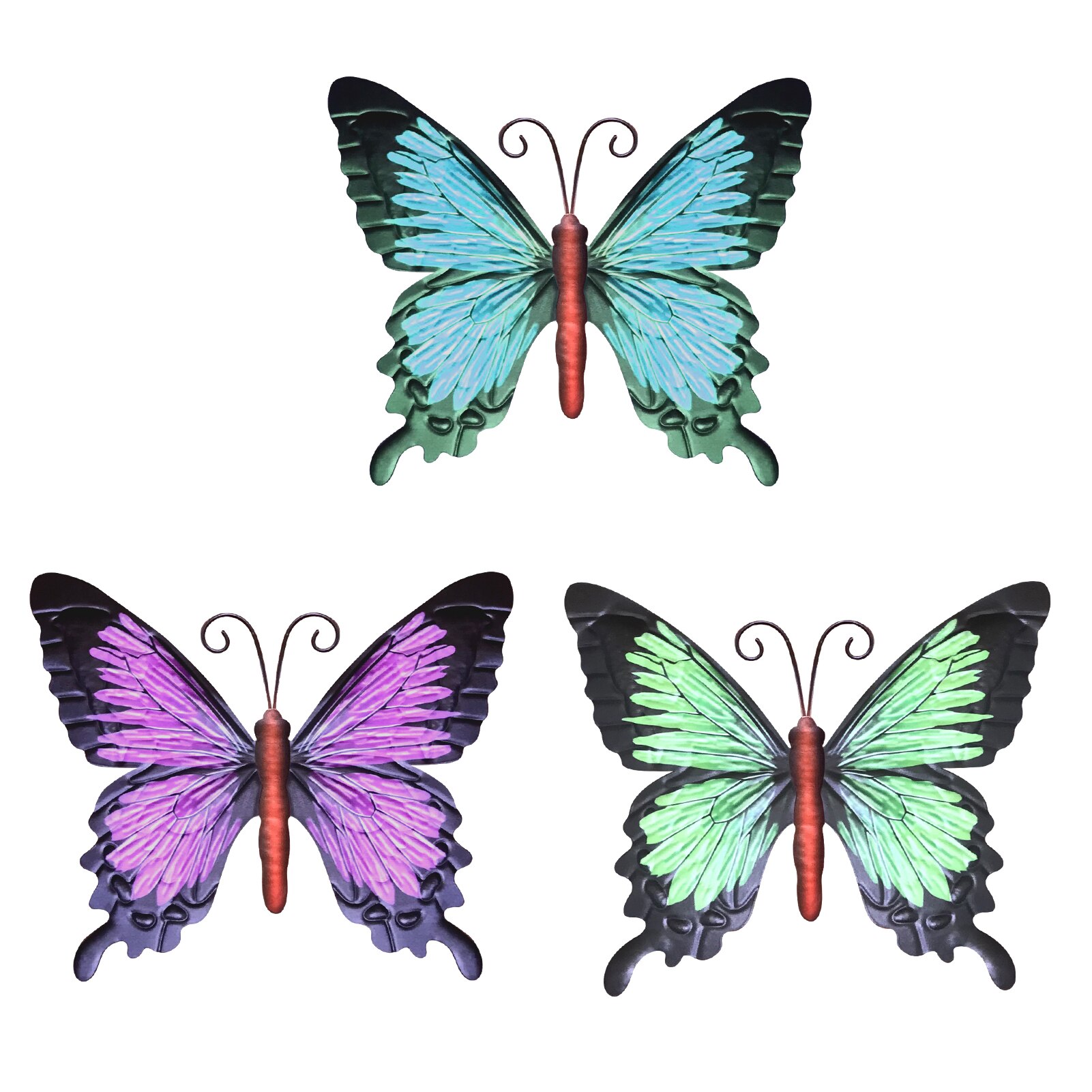 3PCS 3D Butterfly Decor Butterfly Wall Art Ornaments Wall Stickers Wall Art Metal Unique Home Living Room Decoration