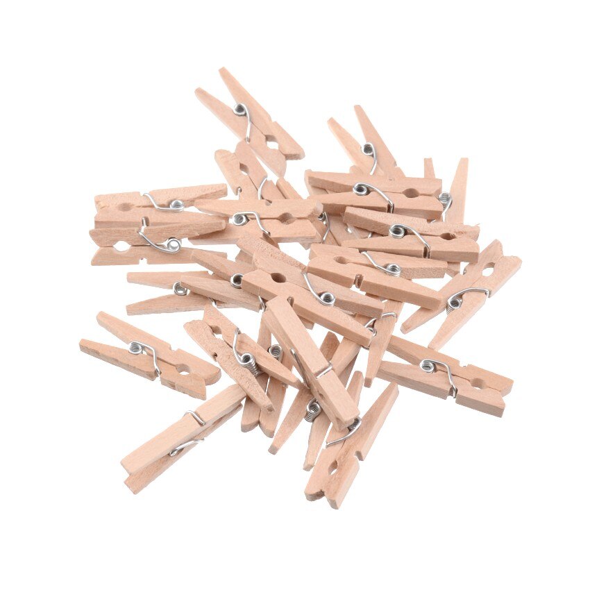 Clip de foto de tarjeta postal, 50 Uds., Clip de madera mezclado al azar, adornos para manualidades del hogar F0882, 25x8mm,