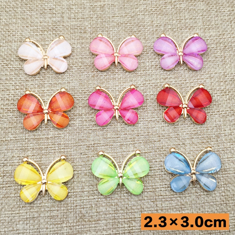 10 stks 2.3x3 cm hars Ambachten Metalen Vlinder plaksteen Scrapbooking voor telefoon bruiloft Decoratie