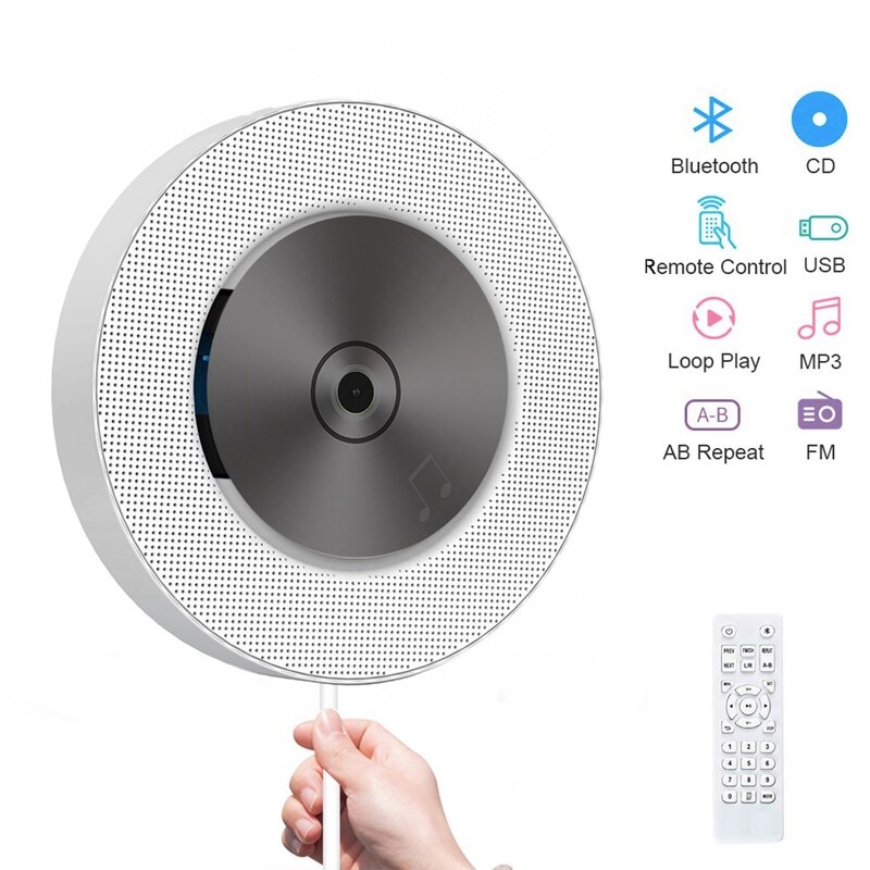 Portable Wall Mountable CD Player with Bluetooth Home o Boombox with Remote Control FM Radio Built-In HiFi Speakers with MP3