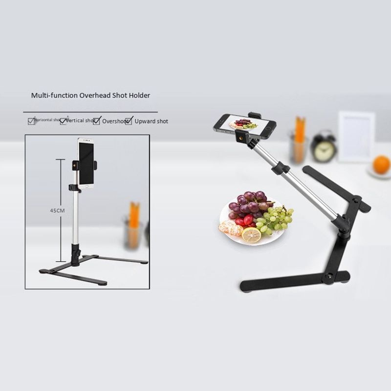 Fotografie Verstelbare Tafel Top Stand Set Mini Monopod + Telefoon Clip Fill-In Licht Bluetooth Controle