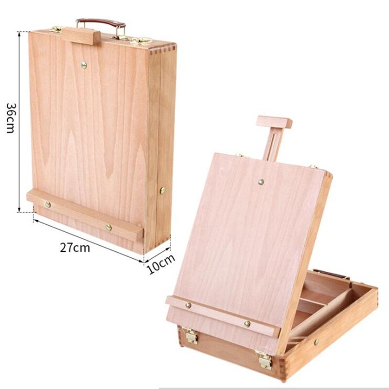 Big Wooden Portable Oil Painting Box Sketchpad Easel Sketch Drawing Board Painting Toolbox Painting Storage Box for Artist
